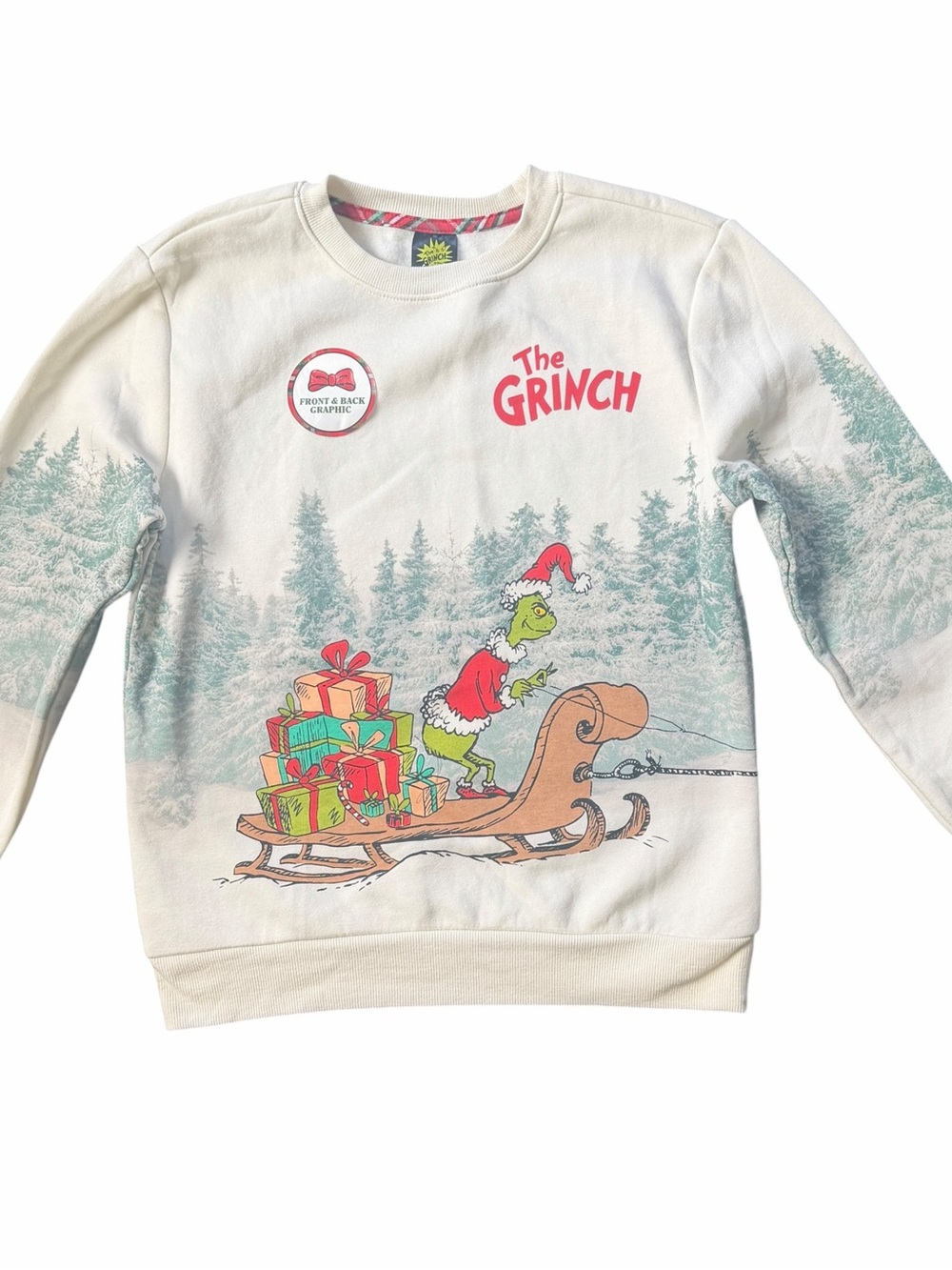 The Grinch Kids Youth Large Christmas Sweatshirt Front Back Graphic NWT